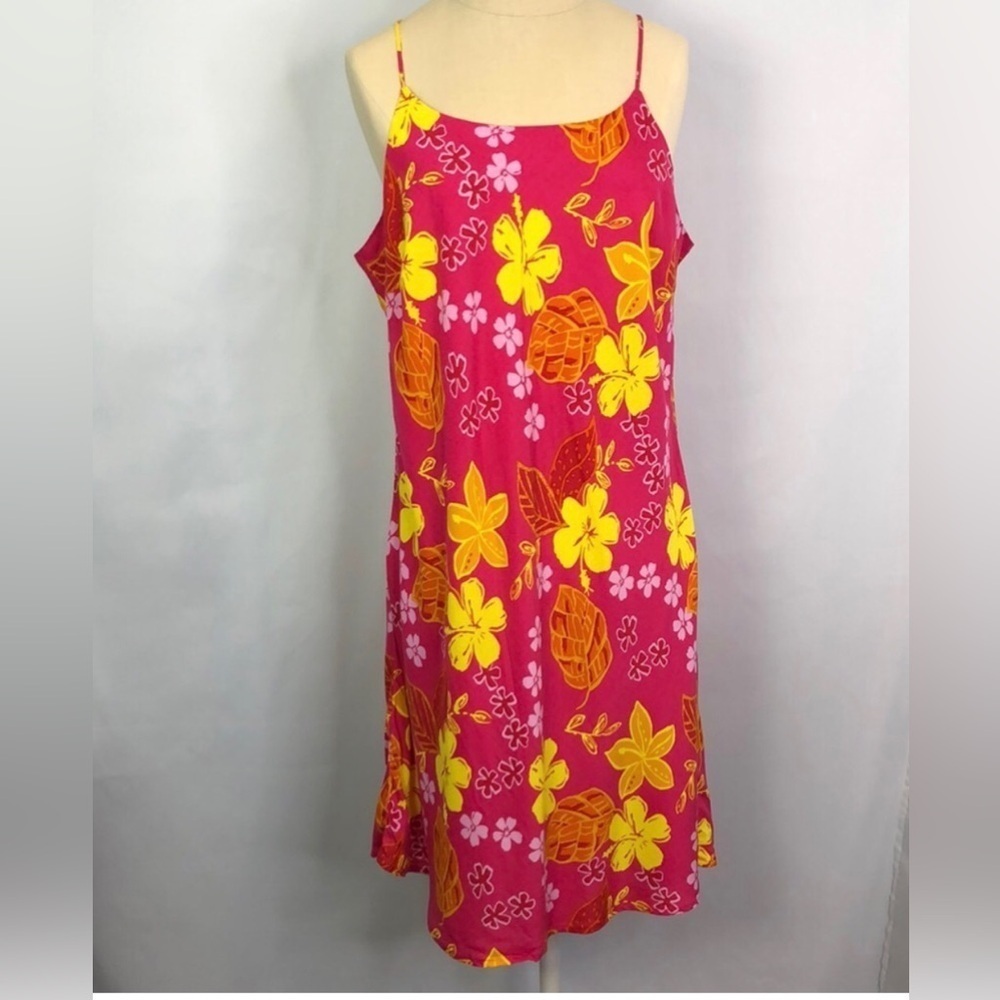 Expressions Womens Strap Hawaiian Floral Print Dress   Size 16